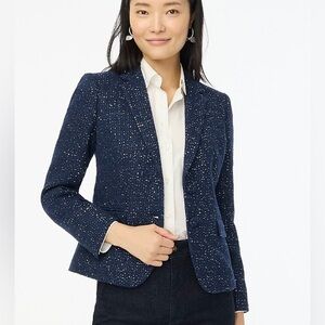 NWT J. Crew Navy Blue Sequin tweed schoolboy blazer size 6